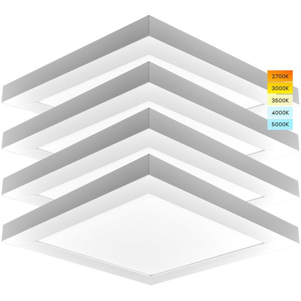 Luxrite 1x1 FT LED Panel Flush Mount Lights 5 CCT Selectable 2700K-5000K 18W 1500LM Dimmable UL 4-Pack LR24025-4PK